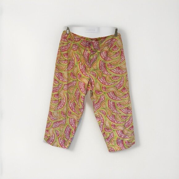 Talbots Crop Pants Womens 12 Vibrant Fruit Print Stretch High Rise‎ Coastal - Picture 1 of 8